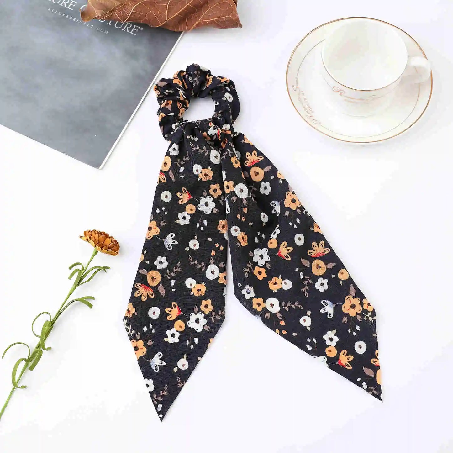 Korean Dots Scrunchie Hair Tie – Long Scarf Ponytail Elastic Hair Band for Women | Sweet Fashion Hair Accessories