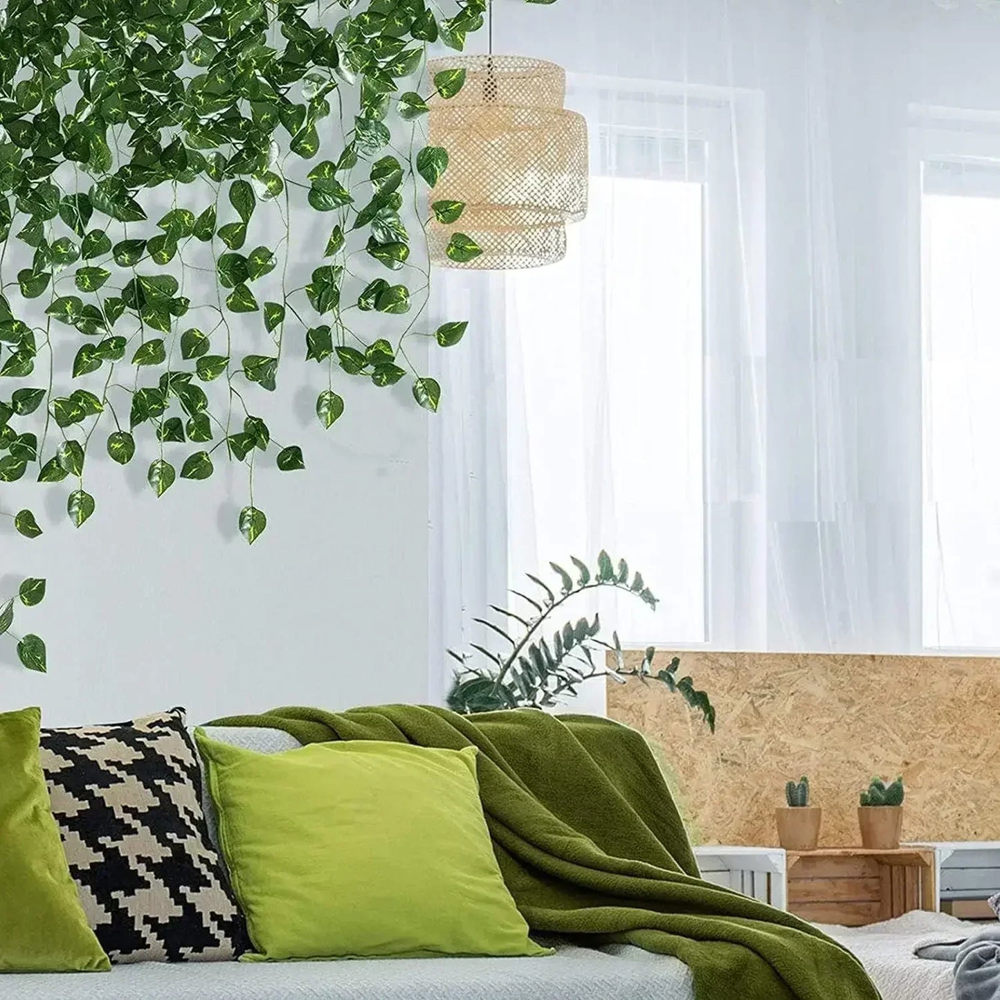Artificial Ivy Vine Garland – Realistic Faux Green Leaf Rattan Creeper for Garden, Wedding Decor, Party Decorations, Hanging Plants & Home Decoration