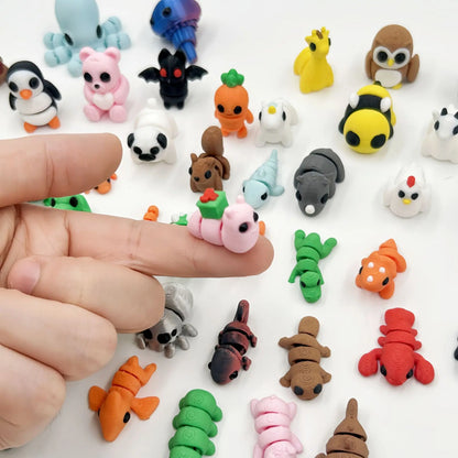 10/50 unidades de figuras de mini animales impresas en 3D – Modelos de simulación de dibujos animados móviles, juguetes coleccionables bonitos, decoración de escritorio y set de regalo de cumpleaños