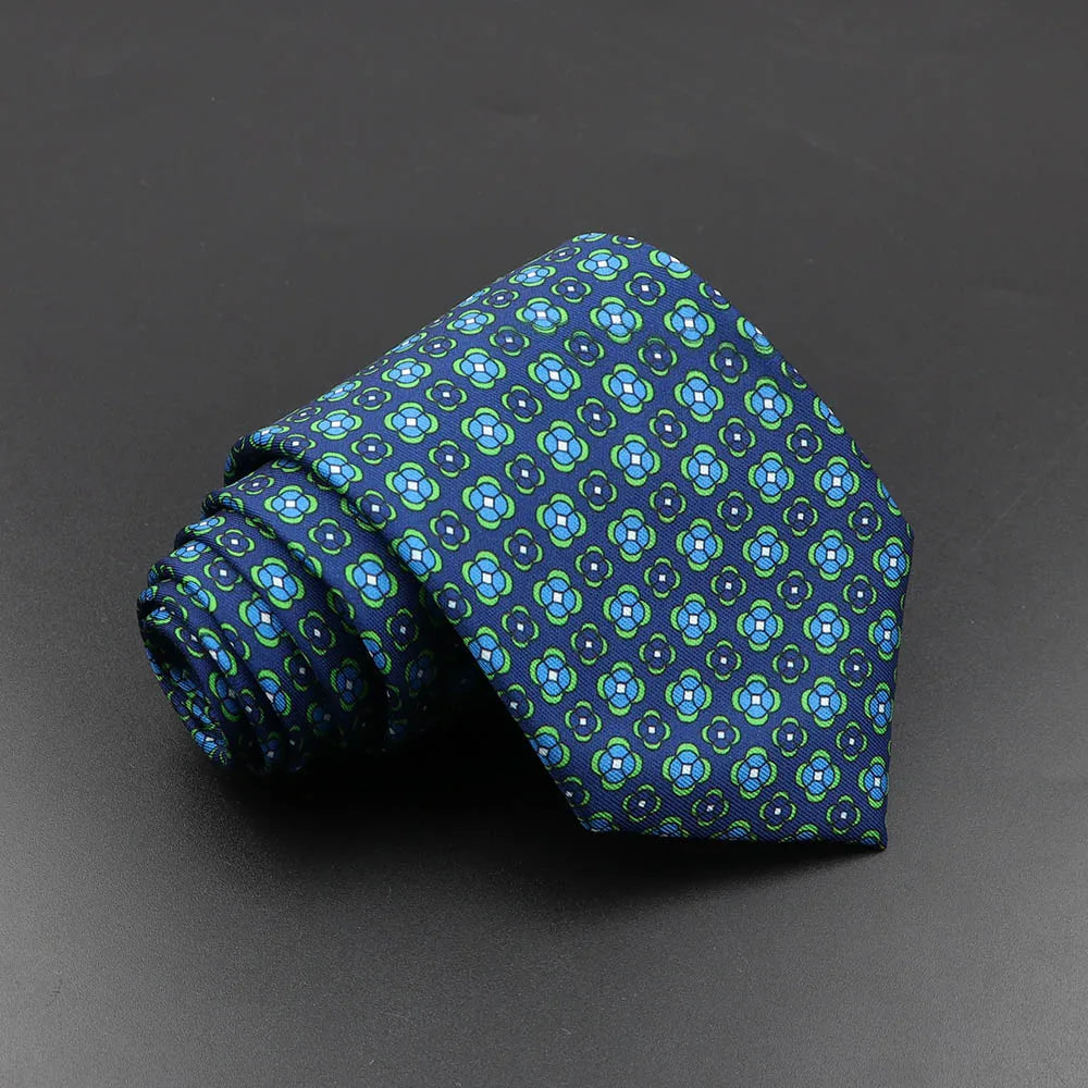 Men's 7.5cm Soft Silk Necktie – Floral & Dot Pattern Tie for Weddings, Business, Parties & Formal Wear