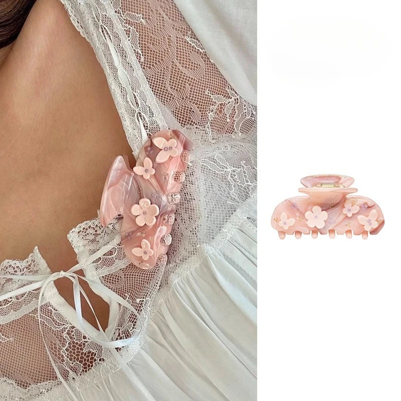 Pinzas para el pelo de cereza bonitas – Pinzas para el pelo de acetato con diamantes de imitación de frutas, flores y mariposas para mujeres y niñas | Accesorios para el pelo de moda Kawaii