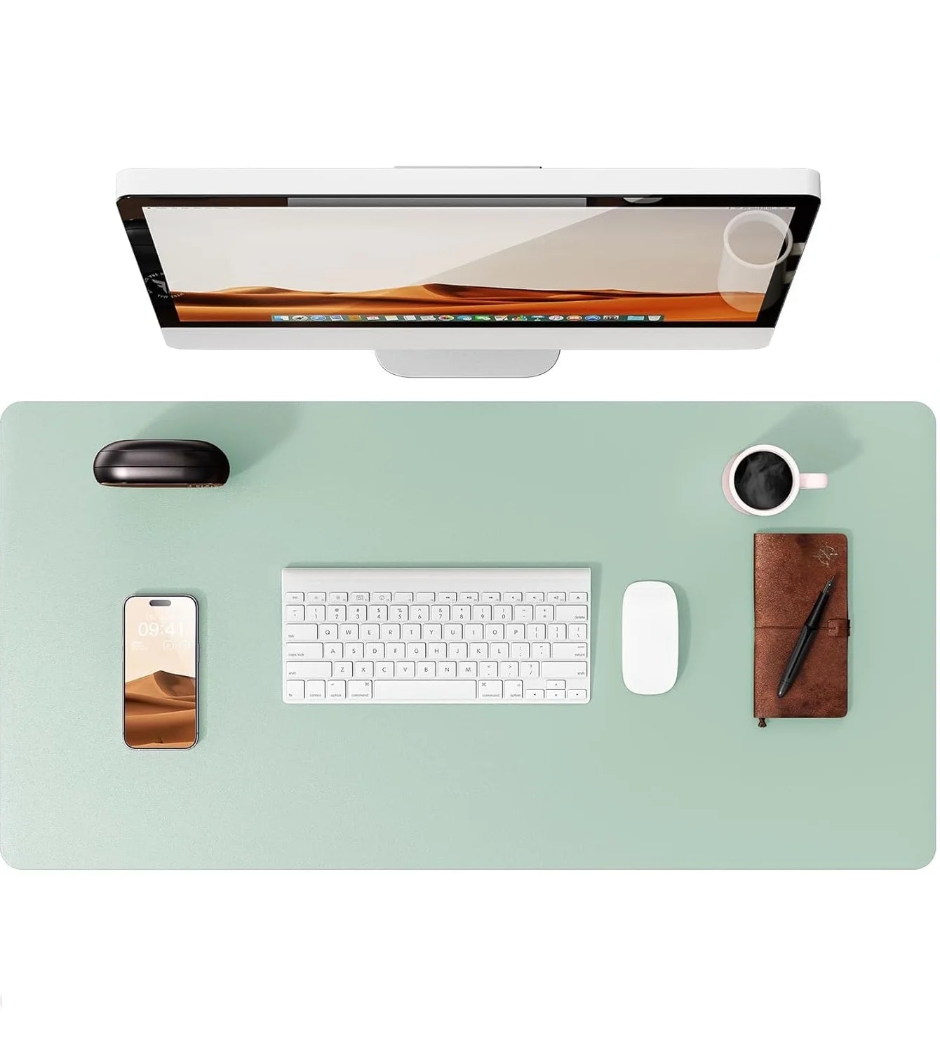 Alfombrilla de escritorio grande de cuero PU - Mouse Pad antideslizante y protector de escritorio para laptop, teclado, oficina y juegos