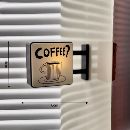 Imán LED retro para nevera con forma de cafetería – Decoración en miniatura iluminada para nevera con diseño de tablero perforado