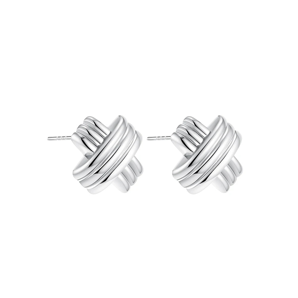 Pendientes de Moda Llamativos de Acero Inoxidable Chapado en Oro Círculo Geométrico Retorcido Vintage para Mujer