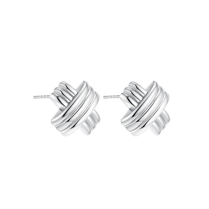 Pendientes de Moda Llamativos de Acero Inoxidable Chapado en Oro Círculo Geométrico Retorcido Vintage para Mujer