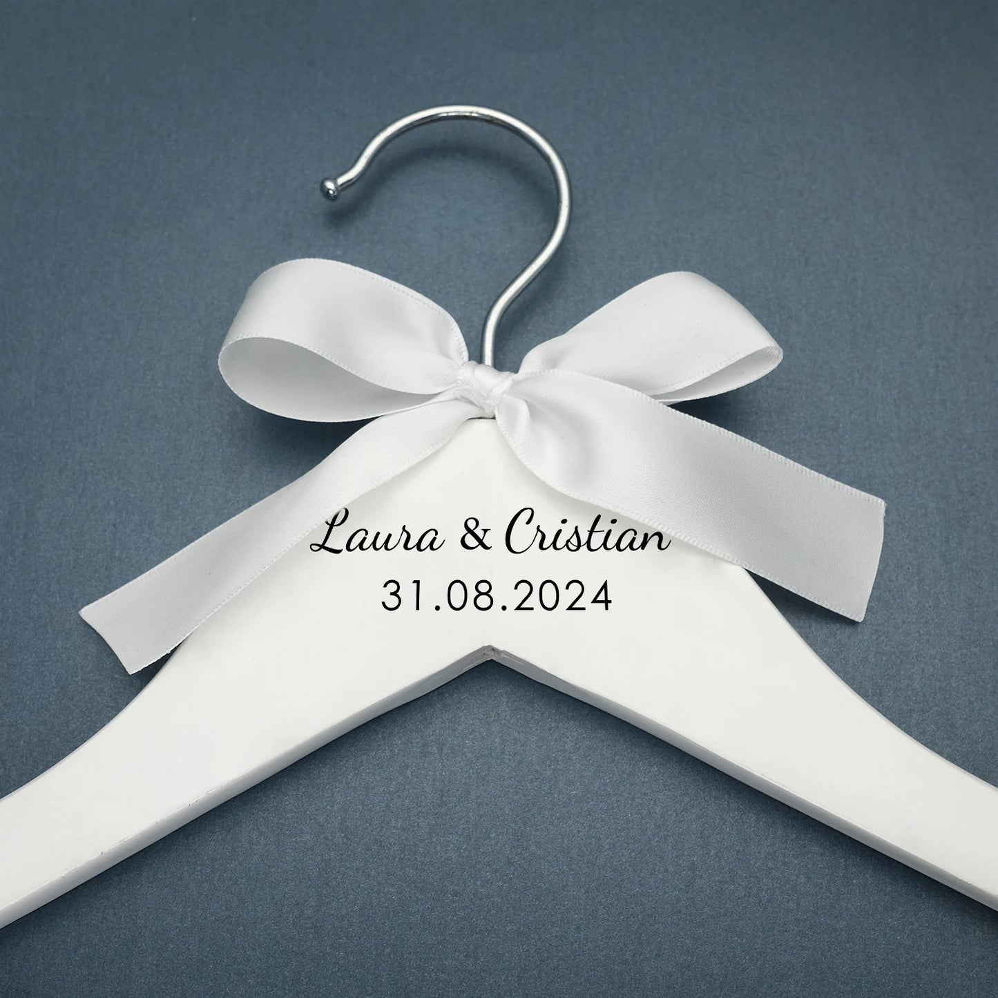 Custom Personalized Wedding Hanger – Engraved Bride & Groom Dress Hanger with Names & Wedding Date