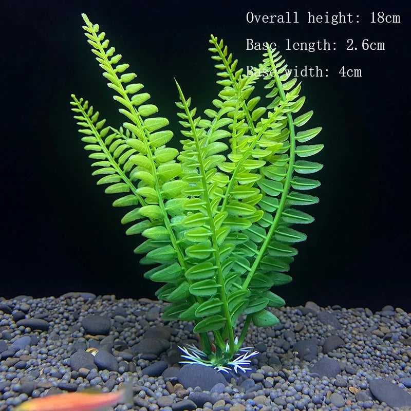 Artificial Underwater Aquarium Plants – Plastic Aquatic Fake Shrubs & Green Water Grass for Fish Tank Landscaping, Realistic Simulated Decor