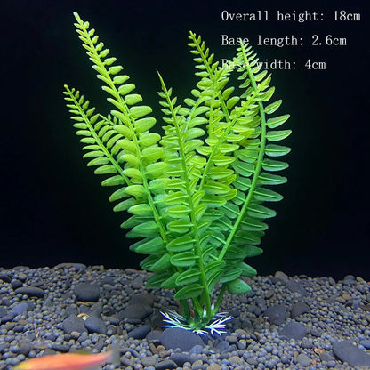 Artificial Underwater Aquarium Plants – Plastic Aquatic Fake Shrubs & Green Water Grass for Fish Tank Landscaping, Realistic Simulated Decor