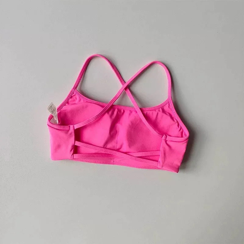 Women’s Cross Back Sports Bra – Shockproof Gathered Gym & Running Yoga Vest for Summer Fitness
