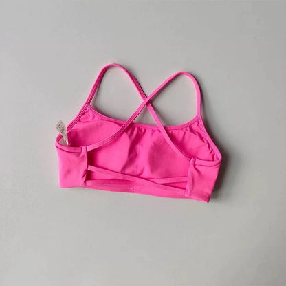 Women’s Cross Back Sports Bra – Shockproof Gathered Gym & Running Yoga Vest for Summer Fitness