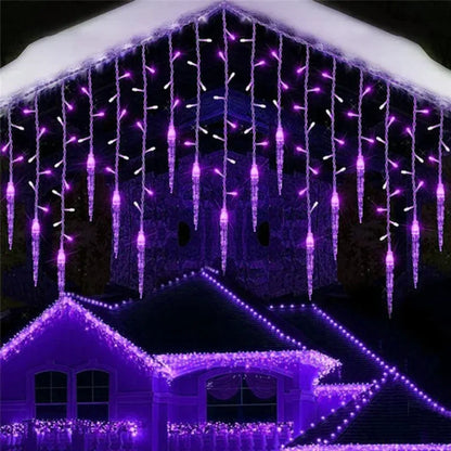 LED Christmas Icicle Curtain Lights – Winter Festoon Garland with 0.3M/0.4M/0.5M Droop for New Year, Xmas & Holiday Decorations