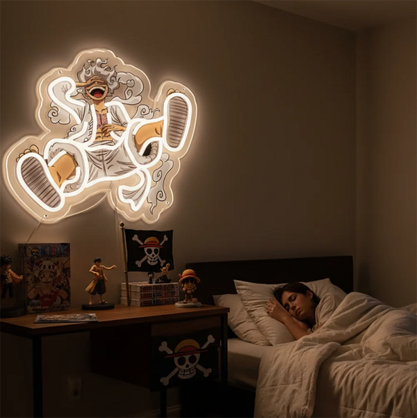 Anime Pirate-Inspired Acrylic Neon LED Light | Custom Artwork Decor for Home, Bar, Party & Shop
