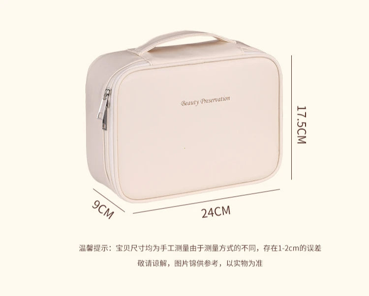 Bolsa de cosméticos de gran capacidad para mujer – Organizador de maquillaje de lujo portátil, neceser de viaje para productos esenciales de belleza, cuidado de la piel, cosméticos y accesorios personales