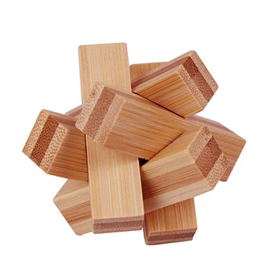Wooden Burr Puzzle Lock – 3D Brain Teaser IQ Game, Luban Kongming Lock Interlocking Puzzle Toy, Mind Logic Challenge & Montessori Educational Toy