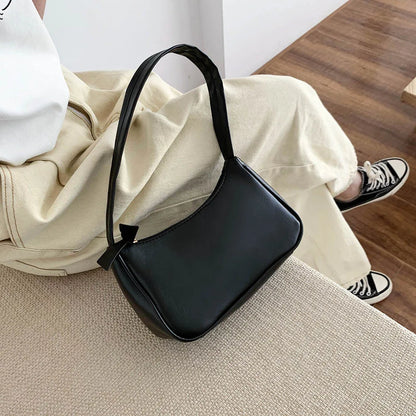 Bolso de hombro retro de piel sintética para mujer – Bolso de mano de moda con asa superior, monedero informal de color sólido para mujer