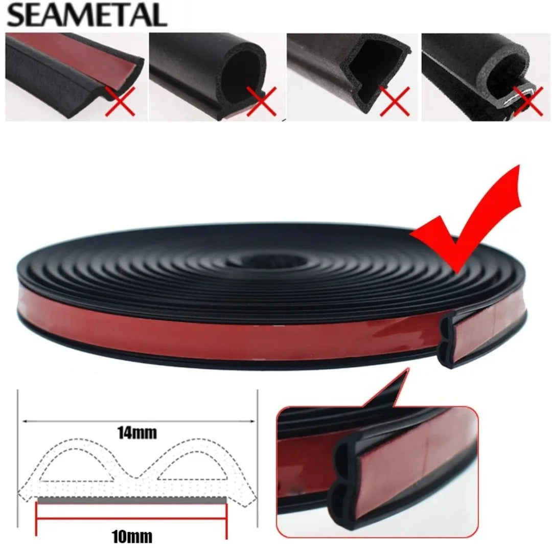 SEAMETAL Burlete para Puertas de Coche en Forma de B – Tira de Sellado Universal de Goma Insonorizante e Impermeable para Puertas, Ventanas y Maletero de Coche (4M–25M)