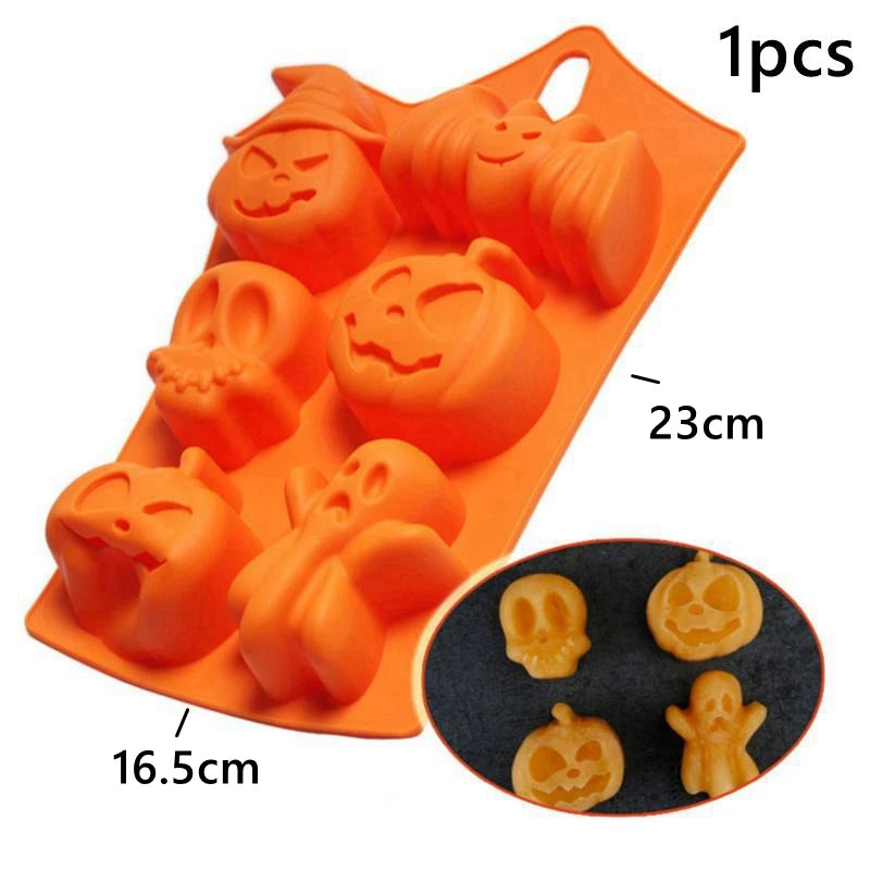 Halloween Pumpkin Silicone Mold – Skull, Bat & Spider Baking Mold for Cakes, Cookies, Candy & Desserts, DIY Trick-or-Treat Party Decor