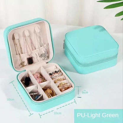 Portable Leather Travel Jewelry Organizer Case for Rings, Earrings, Necklaces & Accessories Storage