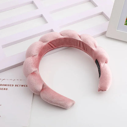 Diadema Retro Acolchada de Terciopelo – Diadema de Esponja Acolchada para Mujeres y Niñas | Accesorio de Moda para Maquillaje y Peinado