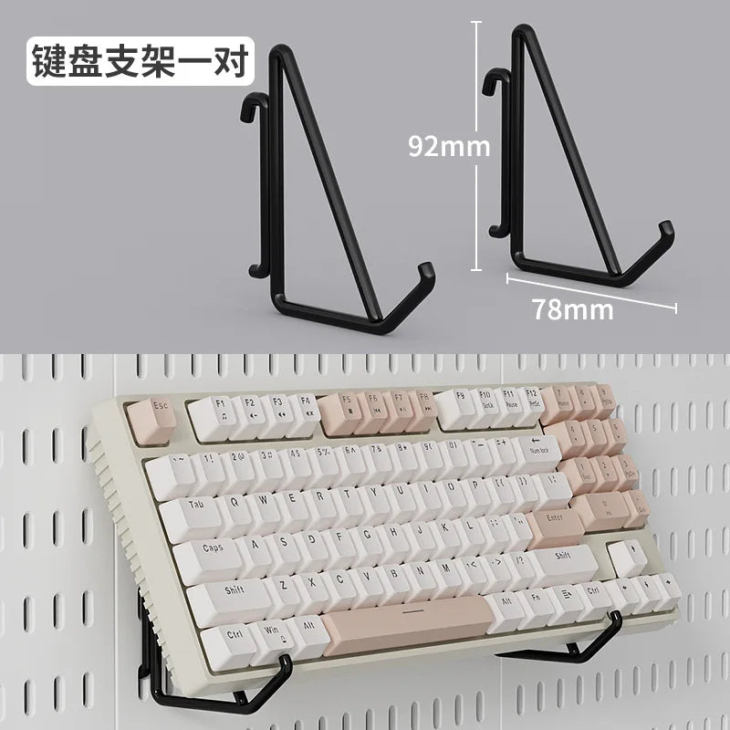 Organizador de pared de tablero perforado sin taladros – Panel de almacenamiento modular con estantes y accesorios para cocina, baño y sala de juegos