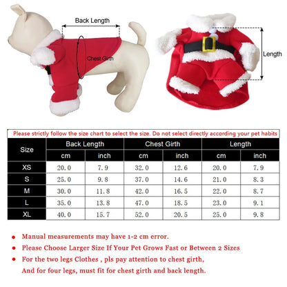 Cute Santa Claus Dog & Cat Costume – Christmas Jumpsuit Outfit for Small Dogs, Cats & Yorkies, Festive Cosplay Dress-Up Clothes
