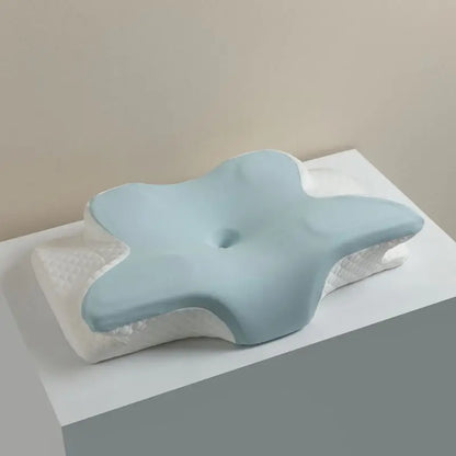 Oreiller en mousse à mémoire de forme rafraîchissant pour l'été – Oreiller cervical à rebond lent, oreiller ergonomique papillon pour le sommeil, coussin orthopédique respirant pour un repos confortable et un soutien du cou