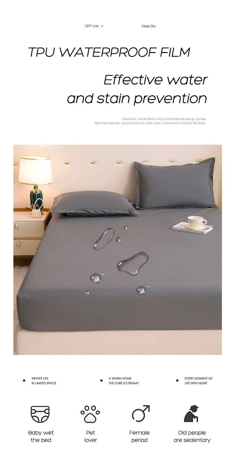 Waterproof Fitted Mattress Protector – Elastic Bed Sheet Cover for Single, Double, Queen & King Beds