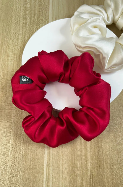 Goma para el pelo 100% seda Mulberry – 19 Momme, elástico grande para mujeres y niñas | Accesorio de lujo de seda para coleta