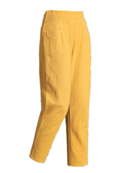 Women's Summer Cotton Harem Pants – Lightweight Loose High-Waist Cropped Trousers, Korean-Style Casual Plus Size Pants