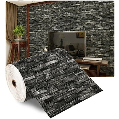 Papel tapiz de ladrillo de espuma 3D autoadhesivo – Paneles de pared impermeables despegables y pegables (70 × 1000 cm)