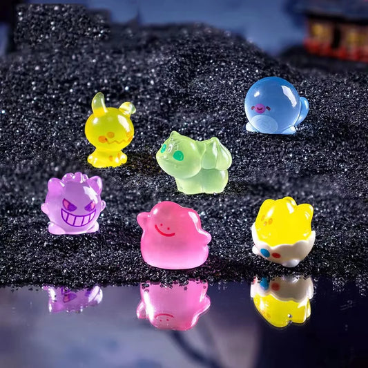 6PCS/SET Figuras de Anime de Pokémon – Pikachu, Gengar, Bulbasaur y Charmander, Adornos Luminosos de Modelos Lindos para Colección y Regalos