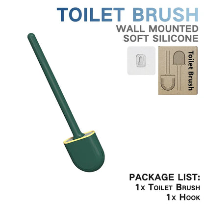 Juego de escobillas de inodoro de silicona – Limpiador de inodoro montado en la pared, kit moderno de cepillo de limpieza para WC, cepillo de silicona flexible con soporte de almacenamiento para baño y accesorios