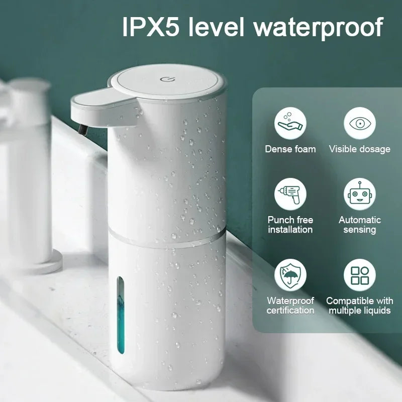 Dispensador automático de jabón sin contacto de 380 ml – Dispensador de jabón líquido y espuma recargable por USB con 4 niveles ajustables