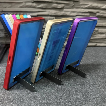 Aluminum Alloy Trading Card Display Case with Stand – Multicolor PSA & BGS Graded Card Protector Holder for Horizontal & Vertical Display