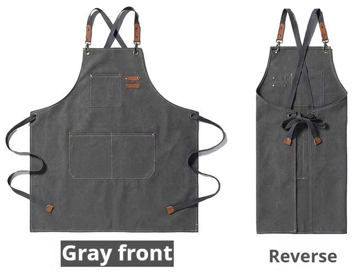 Delantal de trabajo de lona – Delantal de chef ajustable para cocina, barbacoa, restaurante y taller