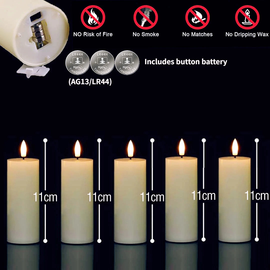 6-120PCS LED Flameless Pillar Candles – Battery-Operated Flickering Fake Candles for Wedding, Birthday, Party & Concert Decor