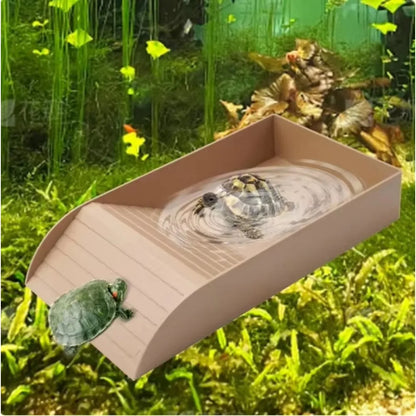 Reptile Bathing Pool & Feeding Dish – Water Bowl with Ramp for Snakes, Turtles, Bearded Dragons & Lizards, Terrarium Habitat Accessory