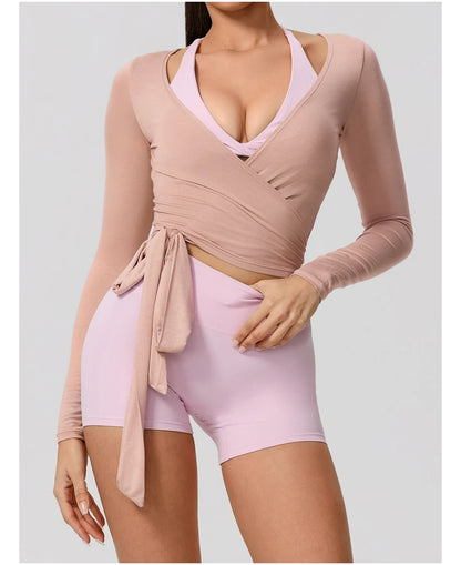 Women’s Long Sleeve Yoga Top – Quick-Dry Breathable Sportswear for Gym, Pilates, Dance & Ballet