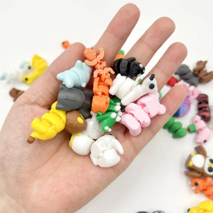 10/50 unidades de figuras de mini animales impresas en 3D – Modelos de simulación de dibujos animados móviles, juguetes coleccionables bonitos, decoración de escritorio y set de regalo de cumpleaños