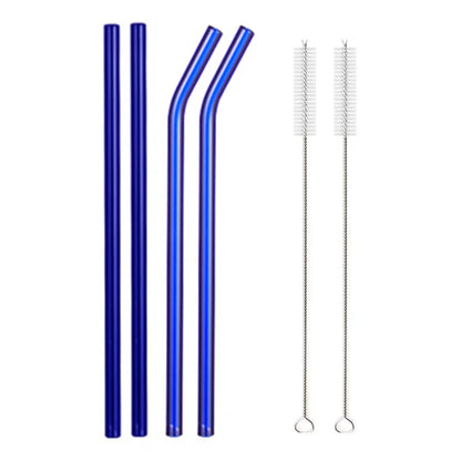 8.5 Inch Reusable Glass Straws Set, 8mm Multi-Color Drinking Straws, Eco-Friendly Glass Straws for Smoothies, Milkshakes, Cocktails and Cold Drinks