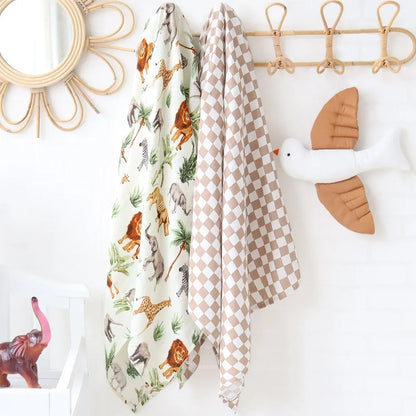 Couverture d'emmaillotage pour bébé en mousseline de bambou – Ultra douce 120 x 120 cm, couverture de naissance, d'emmaillotage et de chambre d'enfant