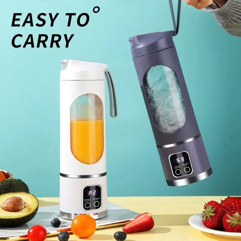 450ml Portable Blender – 10-Blade USB Rechargeable Fruit Juicer with 3-Speed Settings & Ice Crushing for Smoothies and Shakes