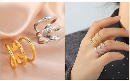 Bague Skyrim en acier inoxydable cœur géométrique pour femme, réglable, ouverte, pour fête, esthétique