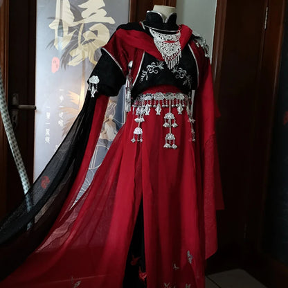 Heaven Official’s Blessing (Tian Guan Ci Fu) Hua Cheng Cosplay Costume – Red Chinese Hanfu Uniform Outfit for Halloween, Roleplay & Anime Events