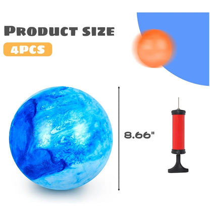 2/4PCS Bouncing Ball with Pump – 8.7 inch Marbleized Rubber Inflatable Bouncy Kick Ball, Summer Outdoor Game Toy for Kids