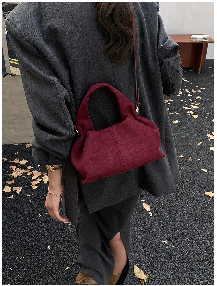 Sac à main bouffant français – Sac à bandoulière givré tendance avec fermoir magnétique, sac à main rétro en forme de nuage, sac à main tendance de style boîte à déjeuner pour femmes pour une utilisation décontractée et quotidienne