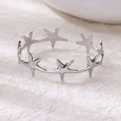 Stainless Steel Open Flower & Leaf Bangle Bracelet – Gold Geometric Cuff Bracelet for Women & Men | Minimalist Fashion Jewelry