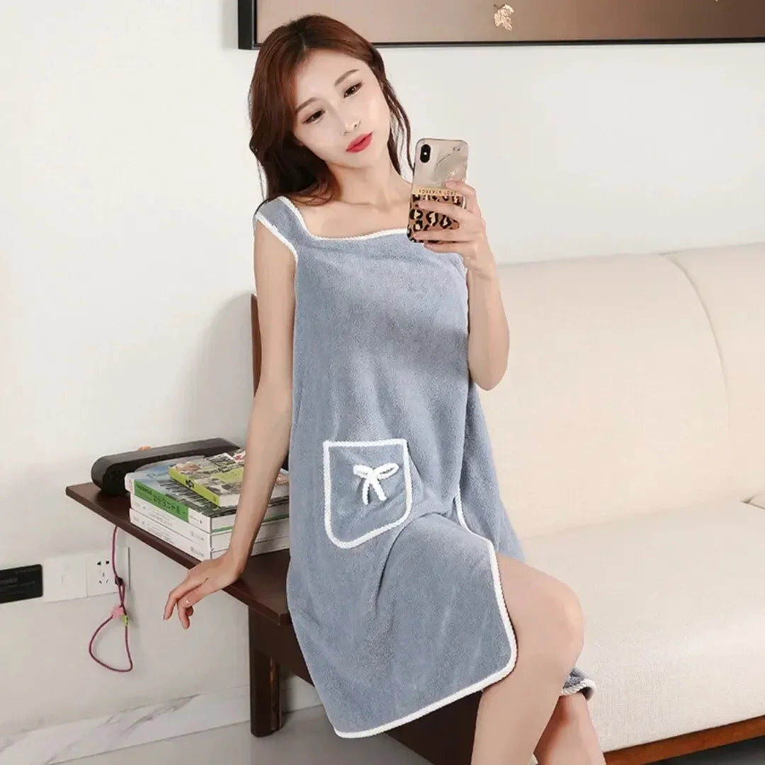 Women’s Wearable Bath Towel 85×140cm – Fast Drying Shower, Beach, Spa & Gym Bathrobe Wrap