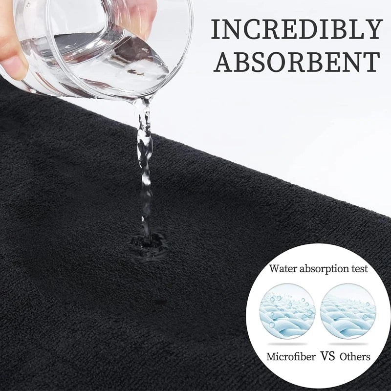 Toallas de Salón de Microfibra, 5/2 uds. – Toallas Negras para Peluquero, Toallas a Prueba de Lejía para el Hogar, Hotel, Salón de Belleza y Uso Profesional del Cabello