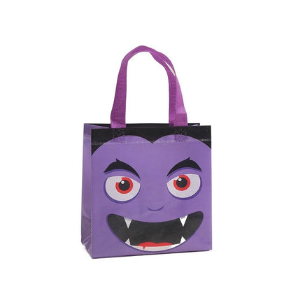 Halloween Pumpkin Candy Bags for Kids, Non-Woven Trick or Treat Loot Bags, Cute Ghost Bat and Cat Treat Bags, Halloween Goodie Bags, Party Favors and Holiday Gift Bags